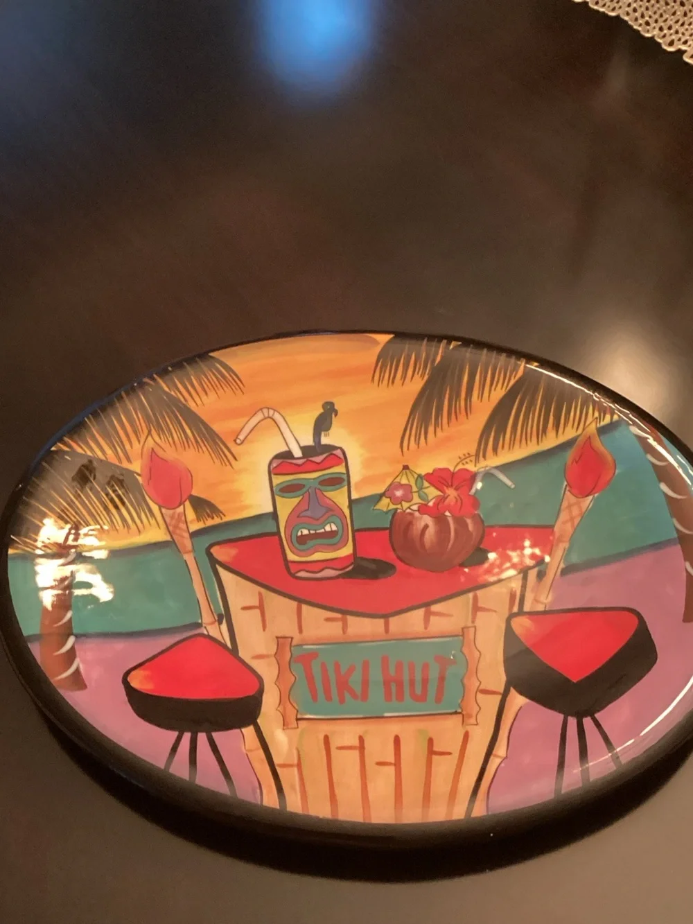 Tiki Hut Decorative Serving Platter - Tropical Multicolor